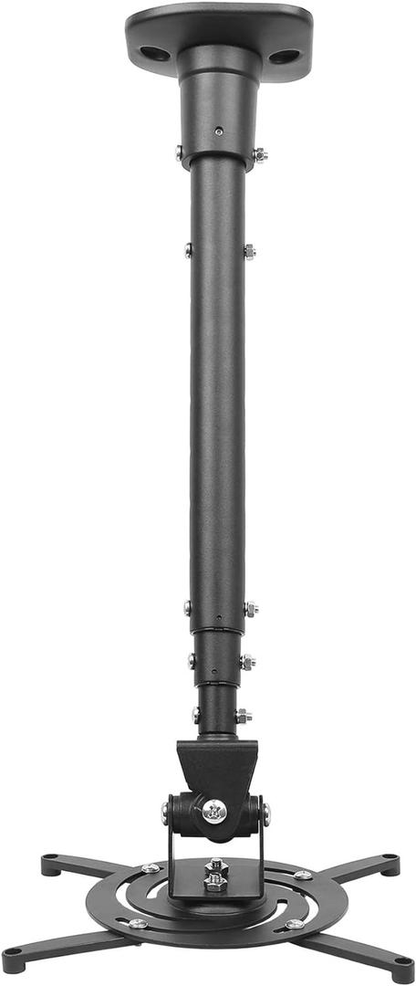 Full Motion Universal Ceiling Projector Mount Bracket with Adjustable Height and Extendable Arms Rotating Swivel Mount for Home and Office Projector (Black)