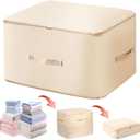 Ultra Space Saving Self Compression Organizer,2025 New Large Capacity Space Saver Storage Bag,Self Compression Heavy Duty Organizer for Comforters (Beige, X-Large, 21x17x24in) (onesize)