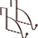 Hotop 2 Pcs Over The Door Hooks Over Door Hanger Sturdy Valet Hooks Mounted Hanging Storage Organizer Rack for Clothes Coats Towels Hats Scarves Purses(Bronze)