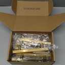 Haidms 20 Pack 102mm/4in Gold Cabinet Handles Brushed Brass Drawer Pulls Square Bar Hardware Pull for Kitchen Cupboard Dresser (4'' Hole Center)