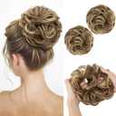 SARLA 2PCS Messy Hair Bun Hair Pieces Wavy Curly Synthetic Updo Fake Scrunchies Ponytail Extension for Women Bernstein Multi