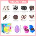 32 Pack Brain Teaser Puzzles & Colorful Easter Eggs - Challenging Metal Wire Puzzles for Kids & Adults - DIY Easter Basket Stuffers, Family Logic Games, Party Favors