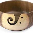 Little World Yarn Bowl - Wooden Yarn Bowls for Crocheting with Holes, Preventing Slipping and Tangles, Handmade Craft Knitting Bowl Yarn Holder Mothers Day Gift for Knitting Lovers (Coconut)