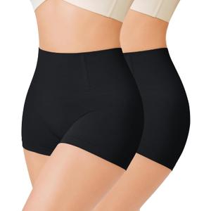 Nebility 2 Piece Slip Shapewear Shorts for Under Dresses Smooth Seamless Shaping Boyshorts Panties (XX-Large, Black 2 Pack)