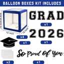 Graduation Decorations Class of 2026 - Blue Graduation Decorations - Balloons Boxes with Letters 2026 GRAD So Proud of You, Congrats Grad Party Decorations for Any Grades