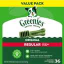 Greenies Veterinarian-Recommended Adult Natural Dental Dog Treats Regular Size, Dog Dental Chews, Original Flavor, 36 oz. Pack, 36 Count (EXP 07/22/27)