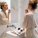 Bathroom Sink Cover for Counter Space, Foldable Silicone Makeup Mat with Steel Frame Core for Hot Tools & Studio Hair Styling, Brush Cleaning Surface Beauty Gift for Women & Dorm, White