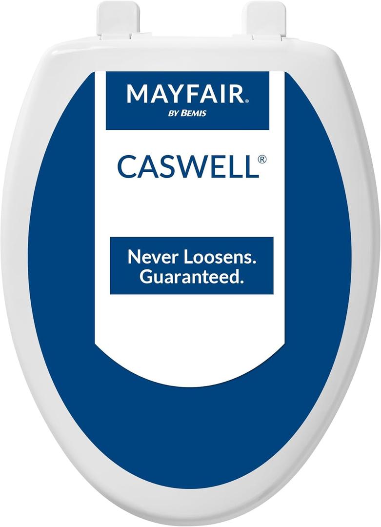 Mayfair Caswell Modern Toilet Seat, Slow Close, Easy Clean, Plastic, Elongated, White