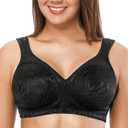 ZeroBound Women's Minimizer Bras Comfort Cushion Strap Wirefree Full Coverage Large Bust Non-Padded Bra (38DDD, Black)