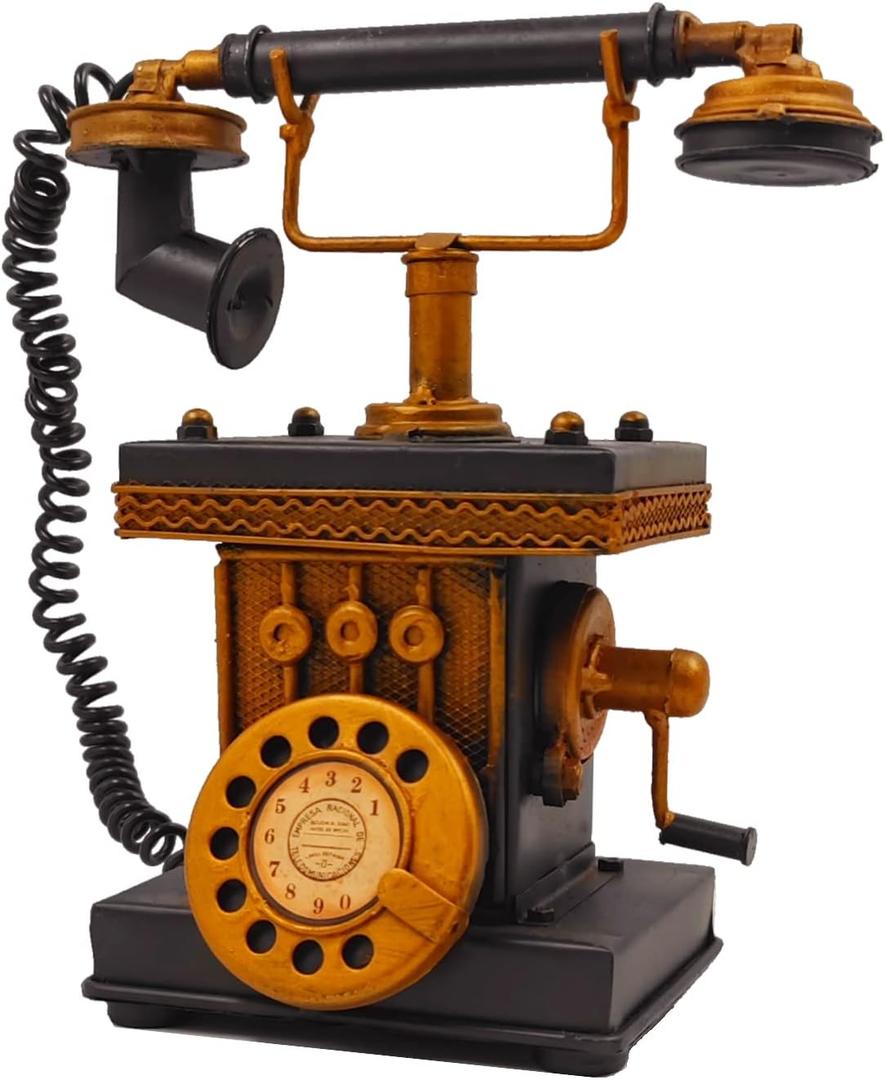 Creative Retro Decorative Phone Model Telephone Coin Bank Money Saving Antique Phone Figurine Cafe Bar Window Decor Model Home Desk Decoration