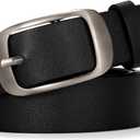WERFORU Plus Size Belt for Women Leather Belt with Metal Buckle Ladies Casual Belt for Jeans Pants (XXL: Suit for size 46"-50", Matte Silver Black)