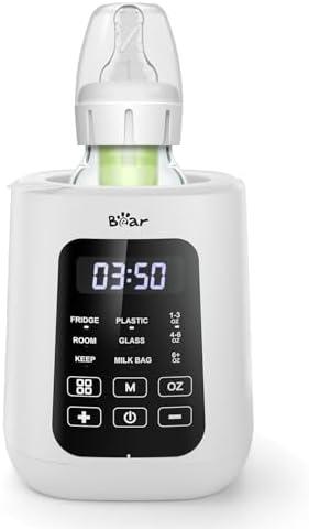 Bear Baby Bottle Warmer, Milk Warmer Breastmilk Bag Formula Fast Warming for New Born Baby Bottles, with Time Temp Control Automatic Shut Off at Home Use