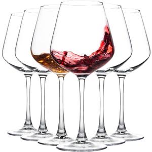 Red Wine Glasses Set of 6, 19.5 oz Burgundy Glasses for Wine Tasting, Anniversary, Wedding - Clear