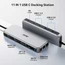 Acer Laptop Docking Station 3 Monitors, 11-in-1 USB C Docking Station with 8K DP, HDMI 4K@60Hz, 10Gbps Data, 1 Gbps Ethernet Hub, 100W Power Delivery, SD/TF, USB C Hub Multiport Adapter for Laptop