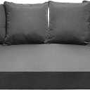 Twin Outdoor Mattress Package,Porch Swing Bed Cushion Set Include 1 Mattress Cover,4 Pillow & 2 Bolster(Filled),Patio Hanging Daybed Indoor Cushion Set (Dark Grey, 75 * 39 * 6inch)