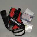 Service Dog Vest, ID Tag + 50 ADA Information Cards, Service Dog Harness w Patch in Sizes X Small to XX Large, Ruggedized Metal Tag, Service Animal Information Cards, ESA Accessory Set Medium (MEDIUM(Neck:19-22",Chest:21-27"), Red)