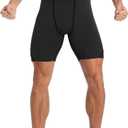 Compression Shorts Men Spandex Athletic Underwear Boxer Brief Base Layer, Black Large