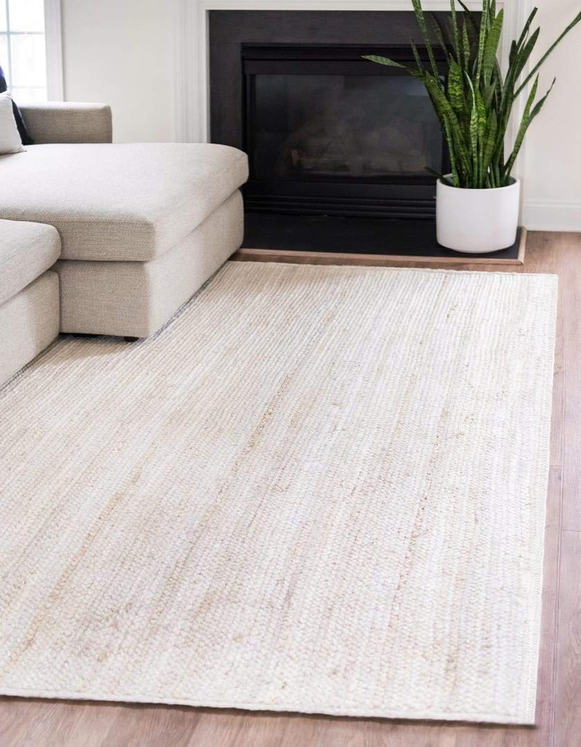 Unique Loom Braided Jute Collection Area Rug - Dhaka (2' x 3' 1" Rectangle, White)