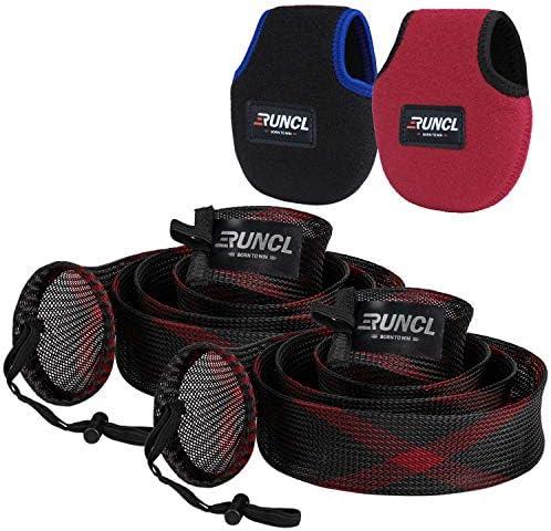 RUNCL Fishing Rod Sleeves & Reel Bags, Spinning/Casting Rod Socks & Spinning/Baitcasting Reel Covers - Protection Solution, Space Saver, Perfect Storage - Fishing Pole Sleeves & Reel Pouch (2 Pack)