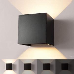 LED Dimmable Up and Down Lights Wall Lamp, Aluminum Waterproof Outdoor Wall Lights, 7W 3000K Modern Wall Sconces, Warm Light (7W Black-Warm Light)