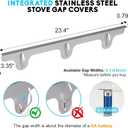 Stove Gap Covers - 2 Pack Stainless Steel Stove Gap Filler, Heat Resistant Oven Gap Filler - Length 23.4" Width 0.79", Spring Clip Design Non-Slip Stove Guard Between Stove Top & Counter - Silver, Fixed 23.4"