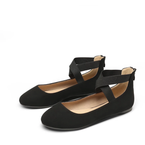 DREAM PAIRS Women’s Ballerina Ballet Flat Low Heel Shoes Elastic Ankle Strap Shoes Black(Size 7.5)