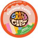 Crazy Cups Decaf Flavored Coffee Pods, Decaffeinated Caramel Vanilla Flavored Coffee, Single Serve Hot or Iced Medium Roast Coffee for Keurig K Cups Machines, 22 Count (EXP 11/01/26)