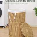 SETVSON Large Laundry Hamper Laundry Basket Round 34.3 Gal (130 L) Handwoven Wicker Laundry Baskets Rattan Laundry Basket with Laundry Bag Handles 2 Mesh Bags for Living Room Bedroom Natural