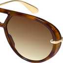 mosanana Trendy Oversized Aviator Sunglasses for Women Retro Style MS52478 (C5 Tortoise/Gradient Brown)