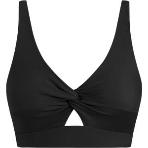 ZAFUL Cropped Bikini Tops for Women Twist Front Tankini Tops Beach Padded Swimsuit Cut Out Bathing Suit Top Only (Large, Black)