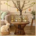 Yousoontic Rustic Easter Bunny Decor with LED Lights, 9-piece Wooden Plaid Bunny Centerpiece, Farmhouse Vintage Brown Rabbit Sign for Mantel, Tiered Tray, Dining Table and Spring Home Decoration