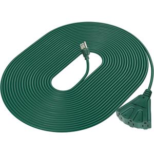 DEWENWILS 50FT Outdoor Extension Cord, 16/3 SJTW Tri-Tap Power Cable, Weatherproof, Heavy Duty Extension Cord for Outdoor String Light and Landscaping Lights, ETL Listed, Green