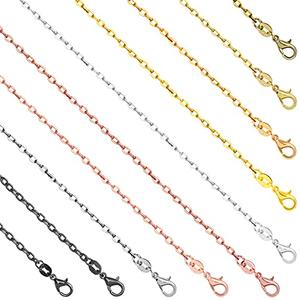 SANNIX 50 Pack 10 Colors Necklace Chains for Jewelry Making 18 Inches Bulk Cable Chain Necklace with Lobster Clasps for Crafts