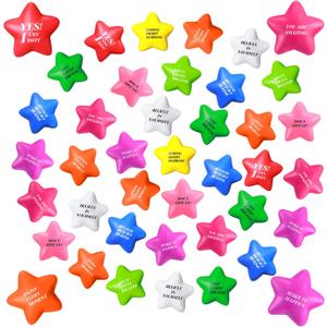 Sotiff 100 Pack Star Stress Balls Bulk Stress Relief Balls with Motivational Quotes Mini Inspirational Foam Party Favors Gifts for Kids Adults Anger Fidget Relief Exercise(Bright Colors)