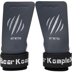 Bear KompleX No Hole Hand Grips - Non-Slip Fingerless Gymnastics Grips for Weight Lifting, Pull-ups & Cross Training | Lightweight, Padded Wrists & Foldable Grip