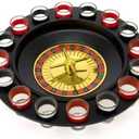 Shot Glass Roulette Drinking Game  16-Piece Red/Black Set with 2 Metal Balls, Fun Adult Party Game for White Elephant, Game Nights, and Gifts