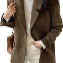 Chouyatou Womens Fall Winter Wool Blend Casual Business Blazer Jacket Single Breasted Dressy Work Coat (X-Large, Brown)