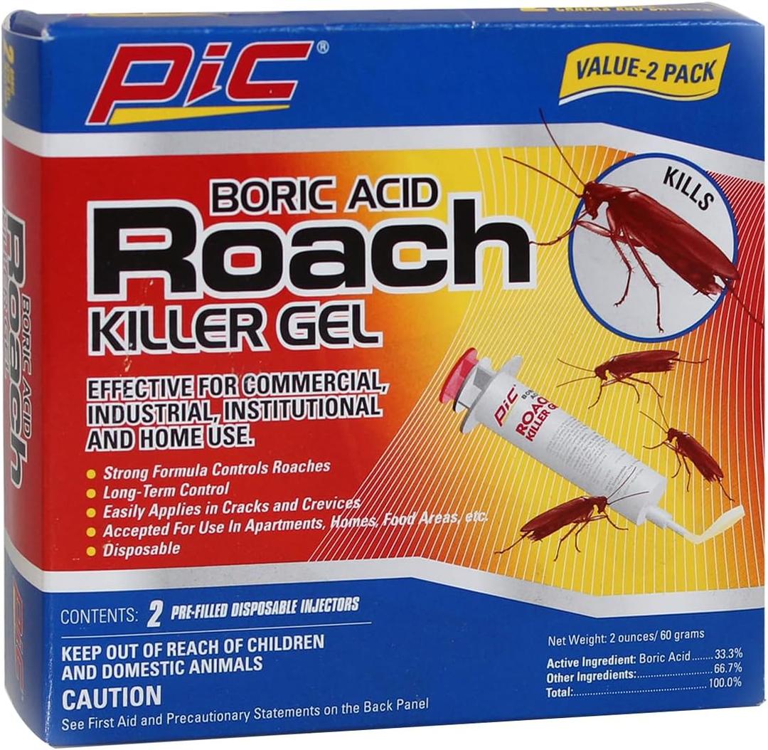 PIC GEL Boric Acid Roach Control Gel, 1-Ounce Syringe, 2-Pack , White