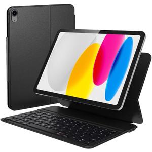 iPad 11th(A16, 2025)/10th Gen Case with Keyboard, Magnetic Detachable Wireless Bluetooth Keyboard Cover for iPad 10.9(2022), Strong Grip Protection, Smart Sleep/Wake, Type-C Rechargeable
