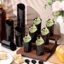 200 Pcs Black Dessert Cups with Spoons Small Plastic Goblets Disposable Parfait Charcuterie Cups Pudding, Mousse Set for Party(3 oz,Triangle)