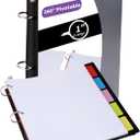 2 Pcs Pivotable Refillable Notebook, Upgraded 1 Inch 3 Ring Notebook Binder, 50 College Ruled Paper, 5 Subject Notebook with Dividers and Folder Pockets, Tabs- Black