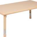 Flash Furniture Wren 24"W x 48"L Rectangular Natural Plastic Height Adjustable Activity Table, 1 Pack