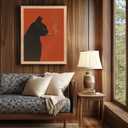 Wood Framed Vintage Black Cat Wall Art Funny Cat Smoking a Cigarette Picture Wall Decor Whimsical Animal Poster Bar Cart Painting Print Artwork for Bar Kitchen Living Room Decoration