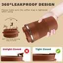 Vacuum-Insulated Stainless Steel Travel Coffee Mug, Leak-Proof Reusable Coffee Cup with Lid-Keep Hot & Cold Drinks for Hours, Durable Insulated Tumbler for Men & Women(3rd-Light Coffee, 12OZ)