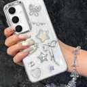 Toycamp for Samsung Galaxy S25 Plus Case, for Samsung Galaxy S24 Plus Cases - for Women Girls Cute Girly Kawaii Cartoon 3D Cat Star Bow Design with Charm Butterfly Wrist Chain Aesthetic Phone Cover