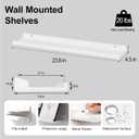 White Floating Shelves for Wall Decor, Long Wall Mounted Storage Shelf for Bedroom, Living Room, Bathroom, Kitchen, Nursery, Display Picture Ledge Shelf with Lip Set of 2-24 Inches, White
