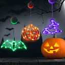 Halloween Decorations 3 Pack Orange Pumpkin Green Spider Purple Witch Hat Lights with Suction Cup Battery Operated Halloween Lights,Slow Fade Mode & Timer for Windows, Bedroom, Porch
