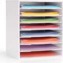 Krafetto Scrapbook Paper Storage Organizer Rack for Holding 12 x 12 Paper Storage Pouch, 8 Large Slots Desktop Papers Organizer Holder, File Sorter for Home Office School, 14 inches x 12.8 inches x 16.4 inches