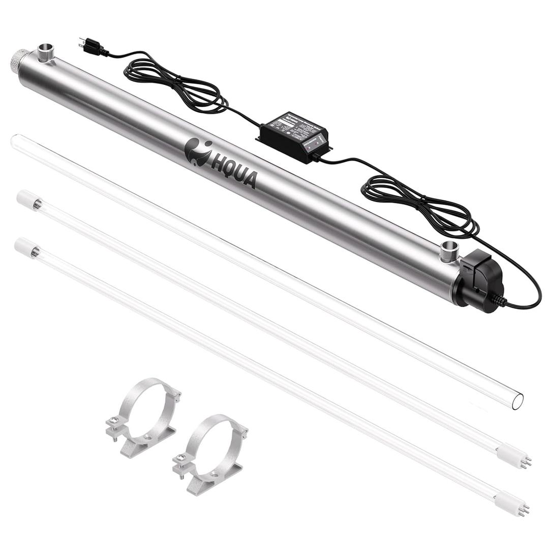 HQUA-OWS-12 120V 40W 3/4" MNPT Inlet/Outlet Whole House Ultraviolet Water Purifier Filter, + 1 Extra UV Bulb