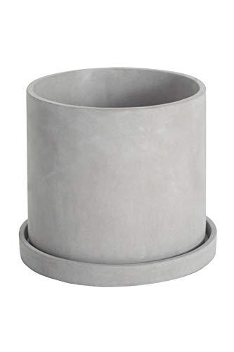 Ekirlin 9 Inch Flower Plant Pot Indoor - Grey Cement Garden Planter Concrete Planter with Drain Hole Saucer, Modern Succulents Containers for Home Decor, Office & Outdoor